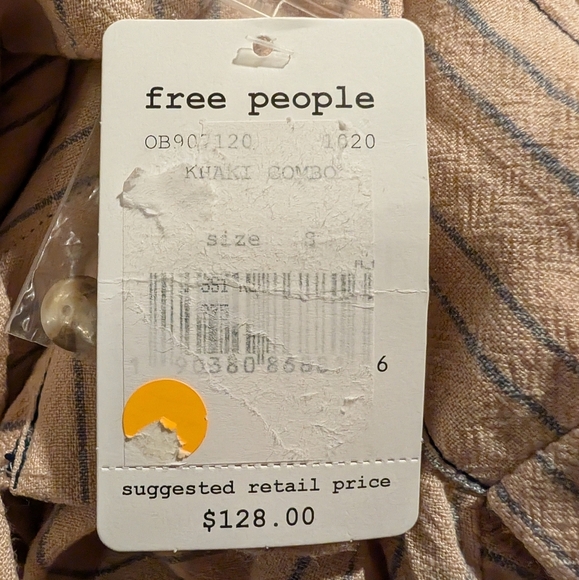 FP Free People Audrey linen blend stripe midi shirt dress (Belt Not Included) - Picture 2 of 13